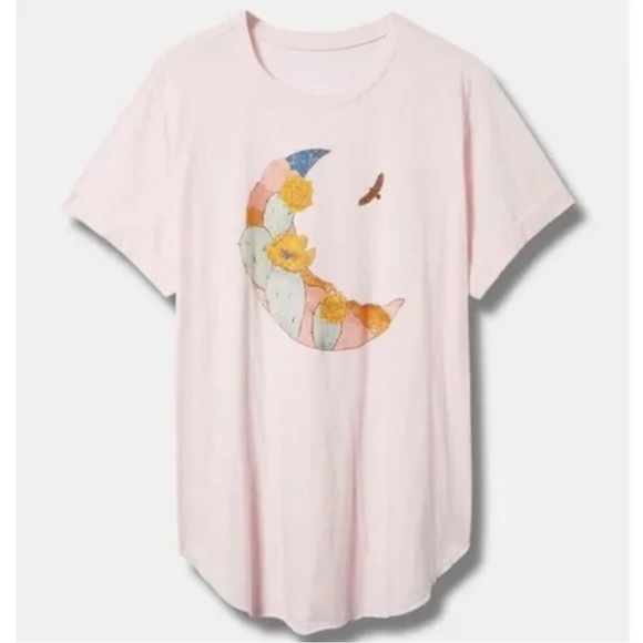 Torrid - Oversized Pink Moon Graphic Relaxed Fit Cotton Crew Neck Tee - 0 Large - Picture 1 of 1